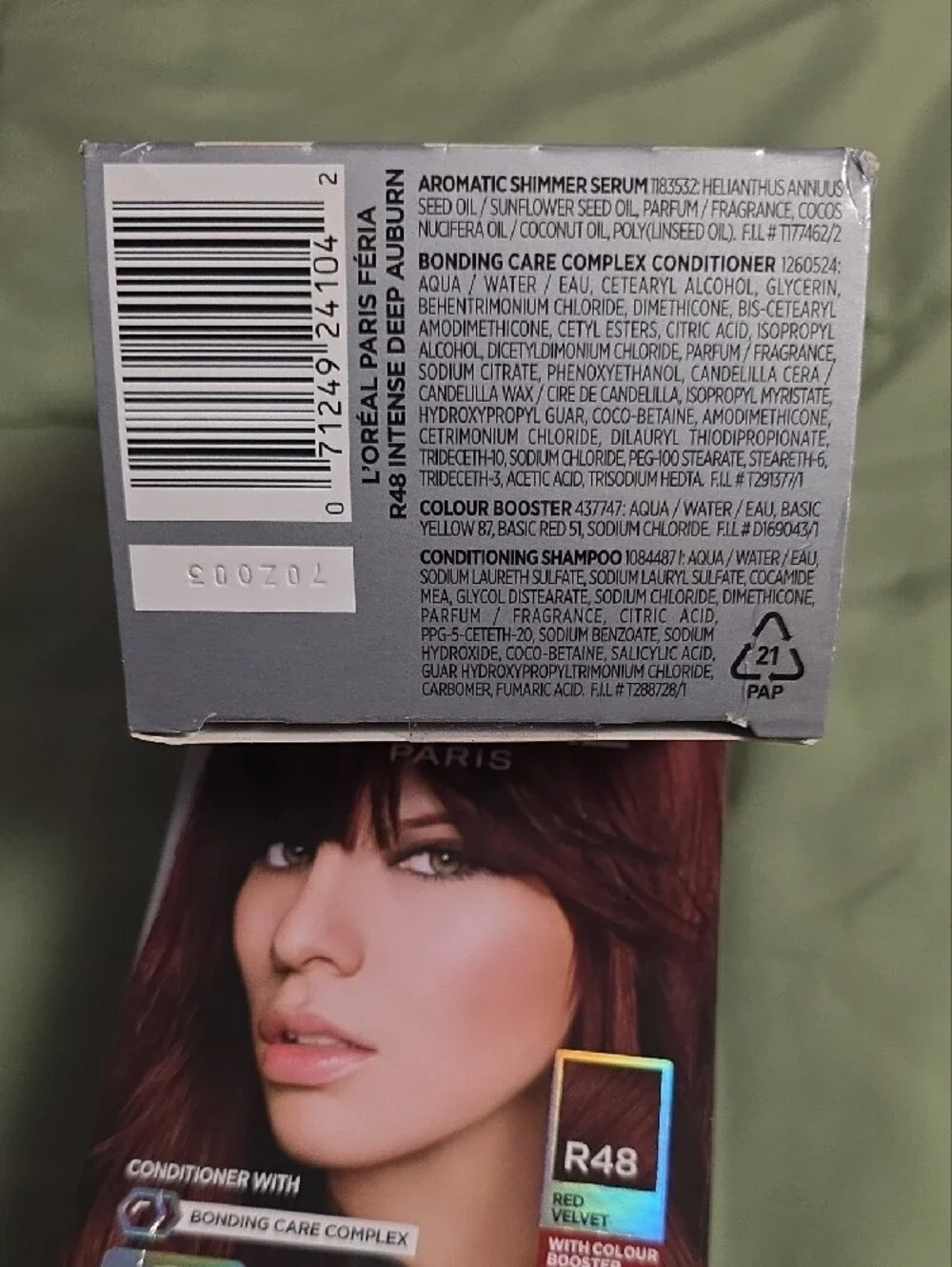 L'Oreal Paris Feria Shimmering Permanent Hair Color, R48 Red Velvet, 2pk